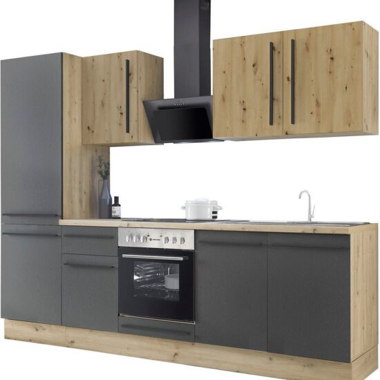 KOCHSTATION Küchenzeile KS-Florida mit 38mm starker Arbeitsplatte, Breite 270 cm, wahlweise mit E-Geräten, Soft-Close-Funktion – Bild 1