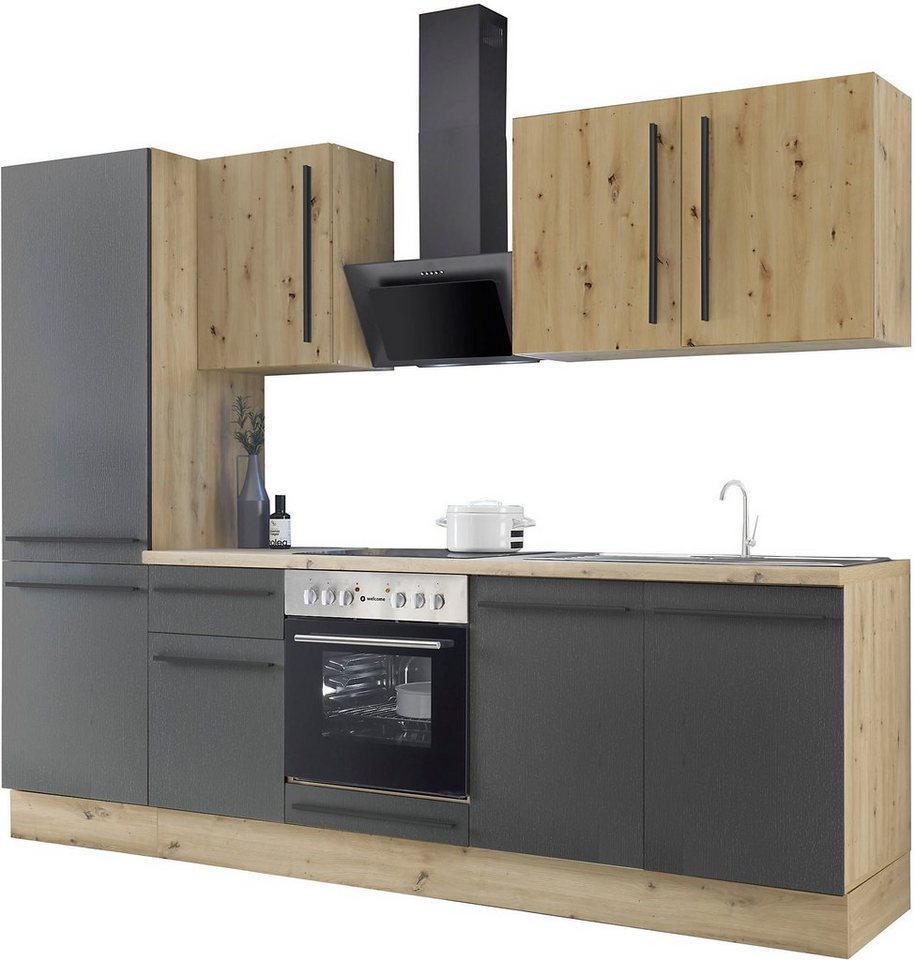 KOCHSTATION Küchenzeile KS-Florida mit 38mm starker Arbeitsplatte, Breite 270 cm, wahlweise mit E-Geräten, Soft-Close-Funktion – Bild 1