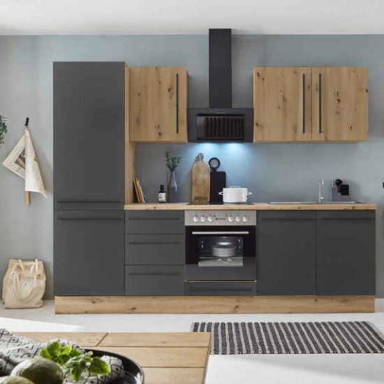KOCHSTATION Küchenzeile KS-Florida mit 38mm starker Arbeitsplatte, Breite 270 cm, wahlweise mit E-Geräten, Soft-Close-Funktion – Bild 1