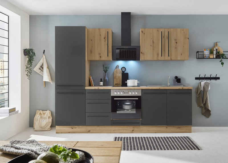 KOCHSTATION Küchenzeile KS-Florida mit 38mm starker Arbeitsplatte, Breite 270 cm, wahlweise mit E-Geräten, Soft-Close-Funktion – Bild 1