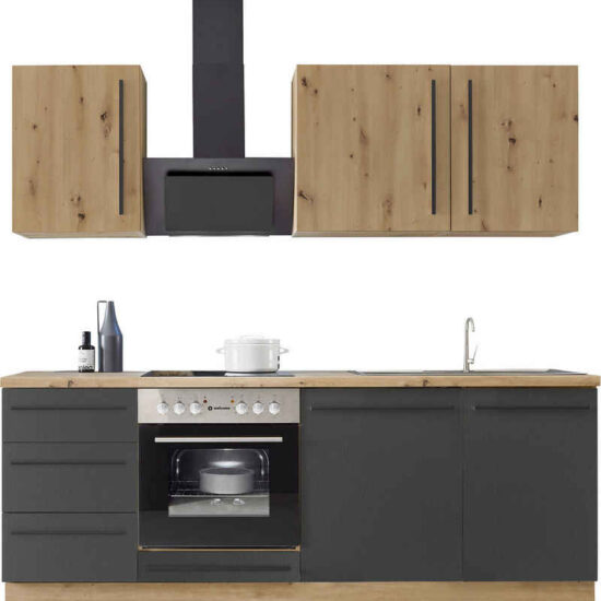 KOCHSTATION Küchenzeile KS-Florida mit 38mm starker Arbeitsplatte, Breite 220 cm, wahlweise mit E-Geräten, Soft-Close-Funktion – Bild 1