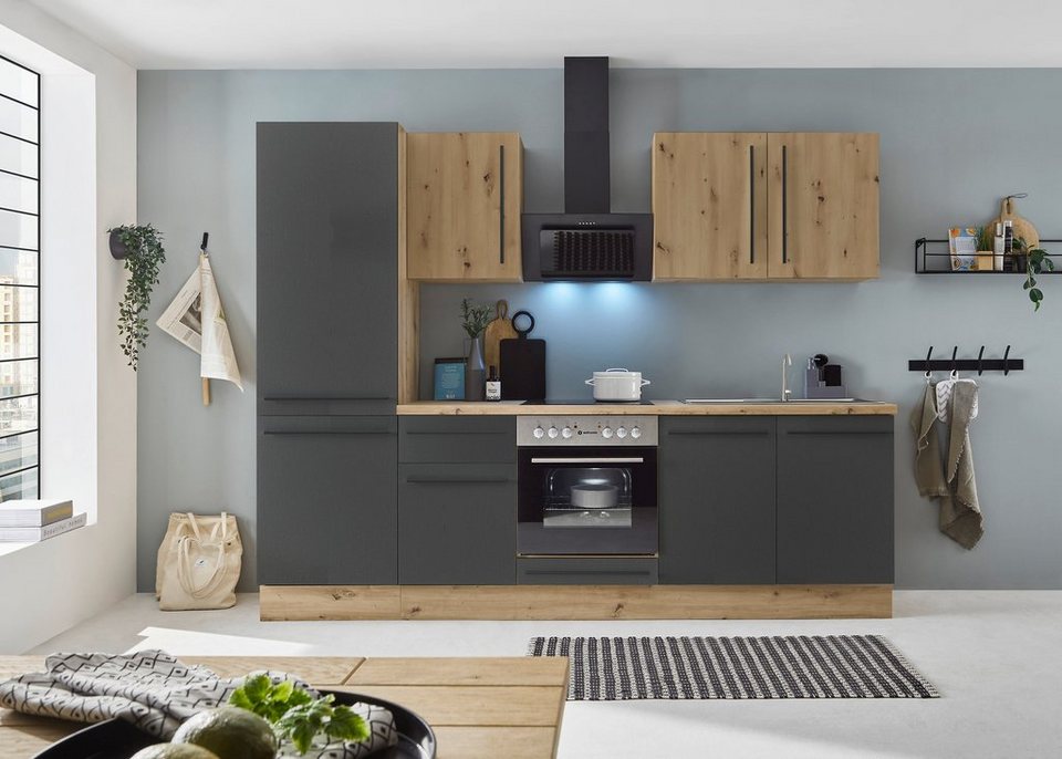 KOCHSTATION Küchenzeile KS-Florida mit 38mm starker Arbeitsplatte, Breite 270 cm, wahlweise mit E-Geräten, Soft-Close-Funktion – Bild 2