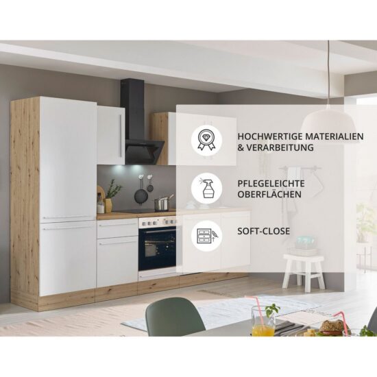 KOCHSTATION Küchenzeile KS-Florida mit 38mm starker Arbeitsplatte, Breite 280 cm, wahlweise mit E-Geräten, Soft-Close-Funktion – Bild 4