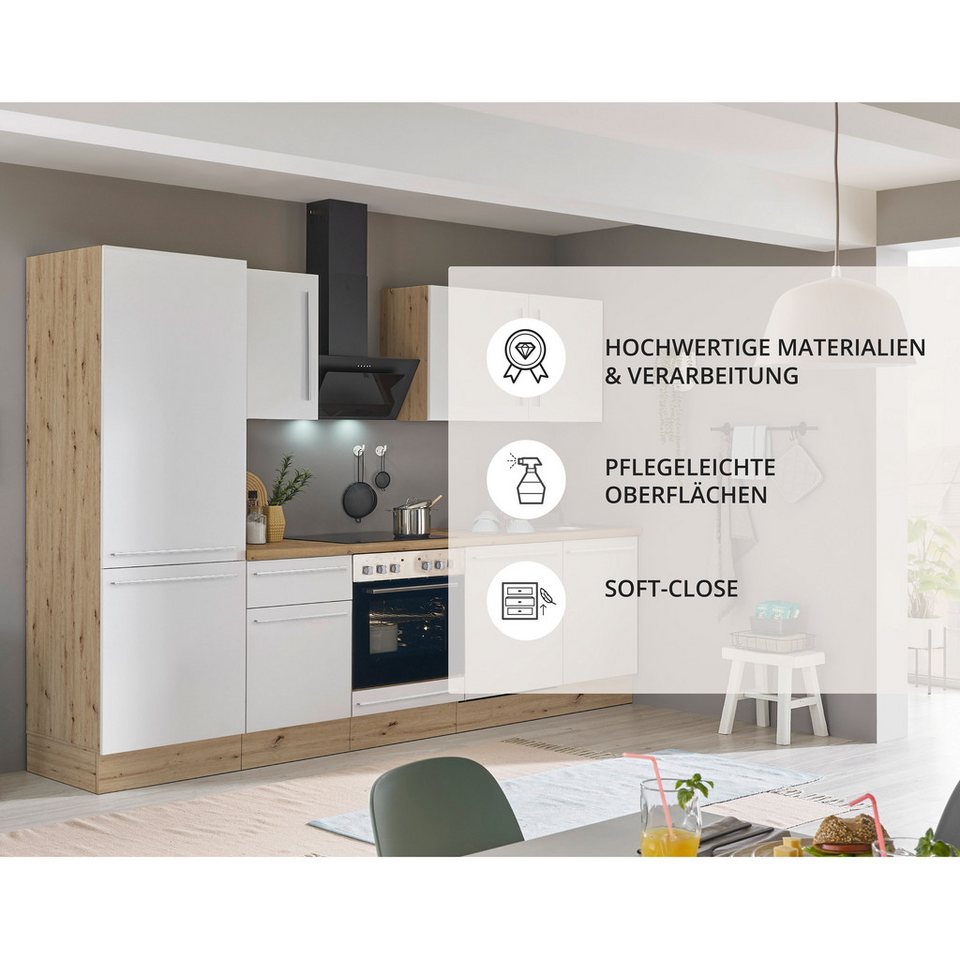 KOCHSTATION Küchenzeile KS-Florida mit 38mm starker Arbeitsplatte, Breite 280 cm, wahlweise mit E-Geräten, Soft-Close-Funktion – Bild 4