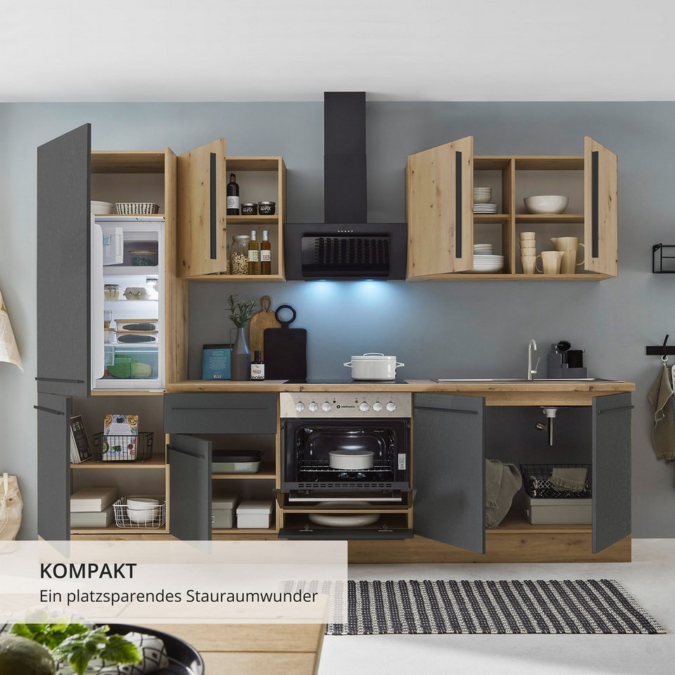 KOCHSTATION Küchenzeile KS-Florida mit 38mm starker Arbeitsplatte, Breite 270 cm, wahlweise mit E-Geräten, Soft-Close-Funktion – Bild 5