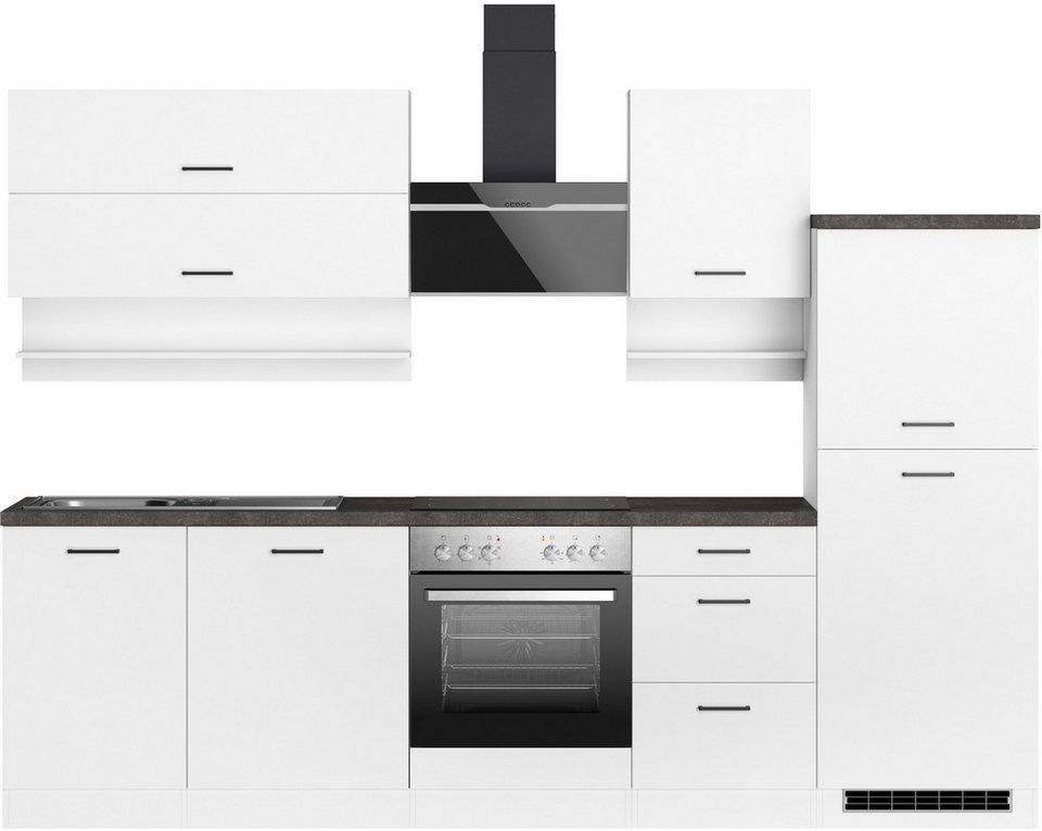 KOCHSTATION Küchenzeile KS-Frieda Breite 280 cm, wahlweise mit E-Geräten, mit 38mm starker Arbeitsplatte – Bild 1
