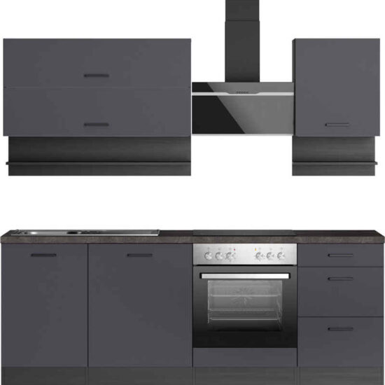 KOCHSTATION Küchenzeile KS-Frieda Breite 220 cm, wahlweise mit E-Geräten, mit 38mm starker Arbeitsplatte – Bild 1