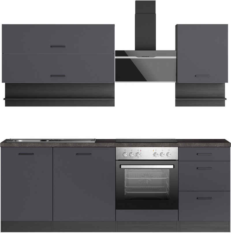 KOCHSTATION Küchenzeile KS-Frieda Breite 220 cm, wahlweise mit E-Geräten, mit 38mm starker Arbeitsplatte – Bild 1