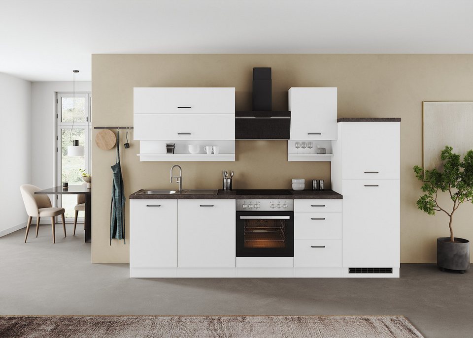 KOCHSTATION Küchenzeile KS-Frieda Breite 280 cm, wahlweise mit E-Geräten, mit 38mm starker Arbeitsplatte – Bild 2