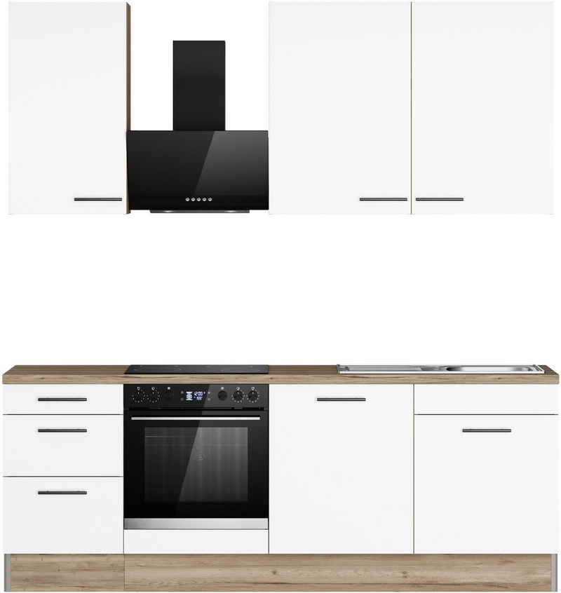 KOCHSTATION Küchenzeile KS-Frieda Breite 220 cm, wahlweise mit E-Geräten, mit 38mm starker Arbeitsplatte – Bild 2