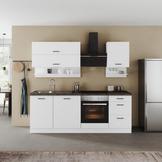 KOCHSTATION Küchenzeile KS-Frieda Breite 220 cm, wahlweise mit E-Geräten, mit 38mm starker Arbeitsplatte – Bild 2