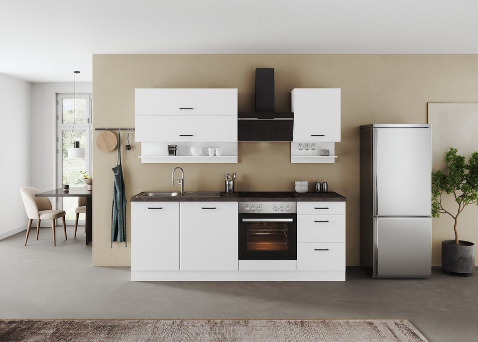 KOCHSTATION Küchenzeile KS-Frieda Breite 220 cm, wahlweise mit E-Geräten, mit 38mm starker Arbeitsplatte – Bild 2
