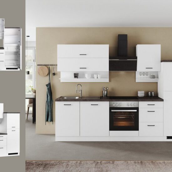 KOCHSTATION Küchenzeile KS-Frieda Breite 280 cm, wahlweise mit E-Geräten, mit 38mm starker Arbeitsplatte – Bild 3