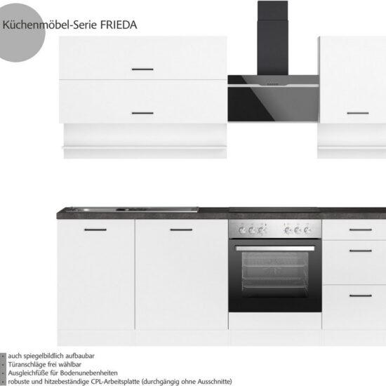 KOCHSTATION Küchenzeile KS-Frieda Breite 220 cm, wahlweise mit E-Geräten, mit 38mm starker Arbeitsplatte – Bild 3