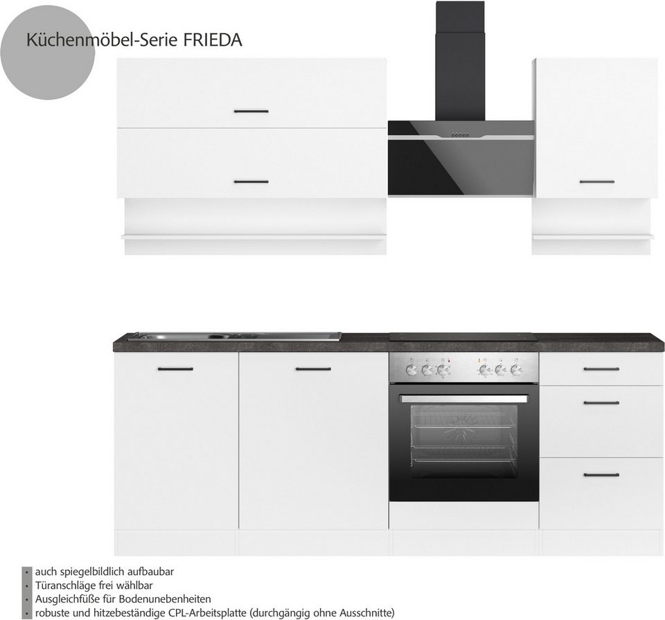 KOCHSTATION Küchenzeile KS-Frieda Breite 220 cm, wahlweise mit E-Geräten, mit 38mm starker Arbeitsplatte – Bild 3