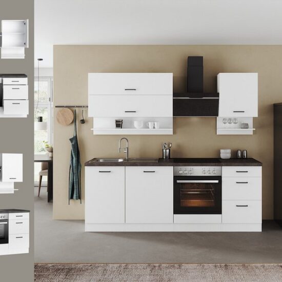 KOCHSTATION Küchenzeile KS-Frieda Breite 220 cm, wahlweise mit E-Geräten, mit 38mm starker Arbeitsplatte – Bild 4