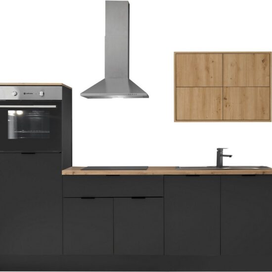 KOCHSTATION Küchenzeile KS-Georgia, mit 38mm starker Arbeitsplatte, Breite 250 cm, wahlweise mit E-Geräten und Kühlschrank – Bild 1
