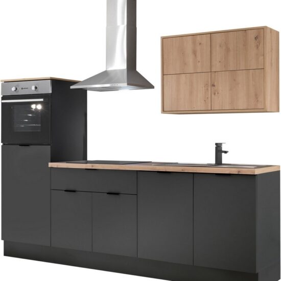KOCHSTATION Küchenzeile KS-Georgia, mit 38mm starker Arbeitsplatte, Breite 250 cm, wahlweise mit E-Geräten und Kühlschrank – Bild 3