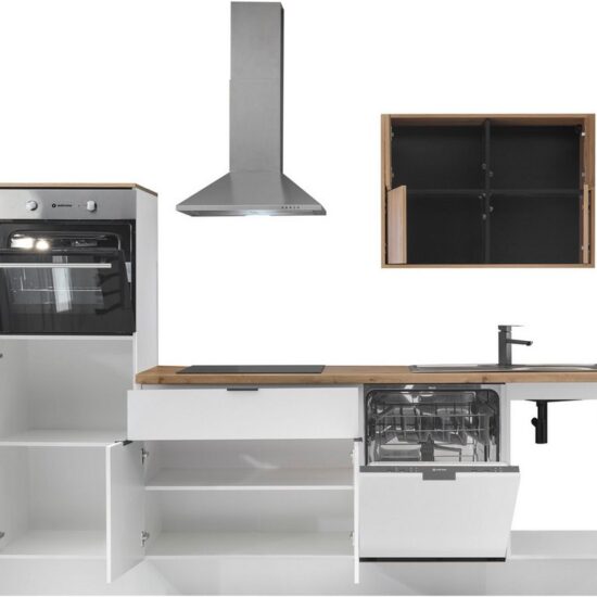 KOCHSTATION Küchenzeile KS-Georgia, mit 38mm starker Arbeitsplatte, Breite 260 cm, wahlweise mit E-Geräten und Kühlschrank – Bild 4