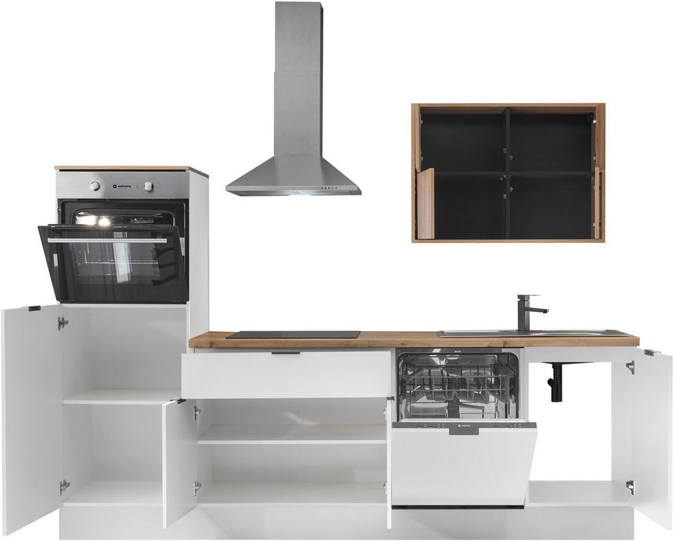 KOCHSTATION Küchenzeile KS-Georgia, mit 38mm starker Arbeitsplatte, Breite 260 cm, wahlweise mit E-Geräten und Kühlschrank – Bild 4