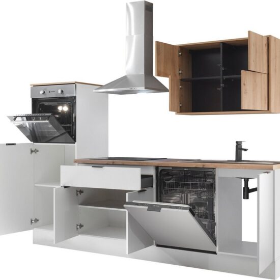 KOCHSTATION Küchenzeile KS-Georgia, mit 38mm starker Arbeitsplatte, Breite 260 cm, wahlweise mit E-Geräten und Kühlschrank – Bild 5