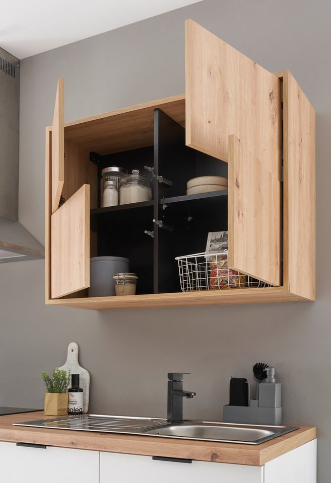 KOCHSTATION Küchenzeile KS-Georgia, mit 38mm starker Arbeitsplatte, Breite 260 cm, wahlweise mit E-Geräten und Kühlschrank