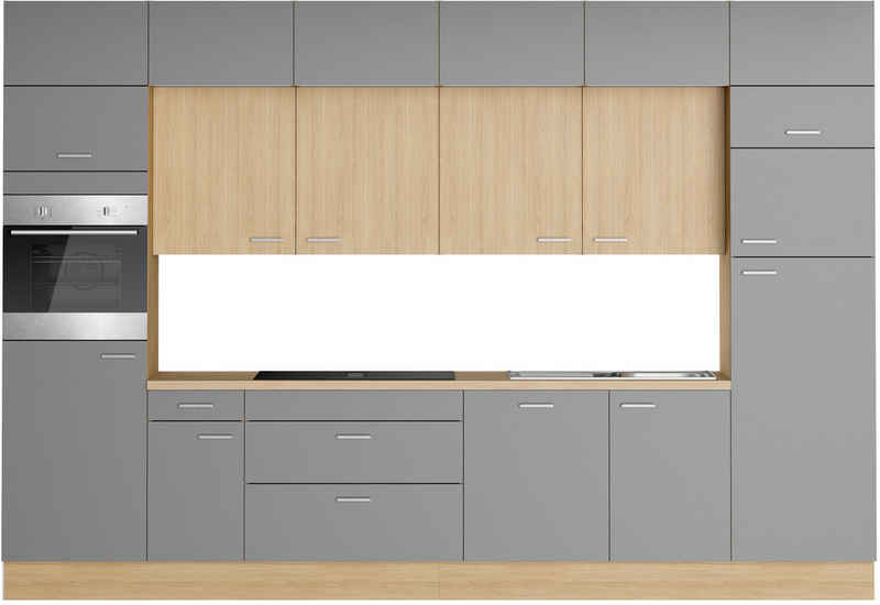 KOCHSTATION Küchenzeile KS-Lucy wahlweise mit Induktionskochfeld mit integriertem Dunstabzug, Breite 360 cm, Soft-Close, inkl. Zubehör, wahlweise mit E-Geräten – Bild 1