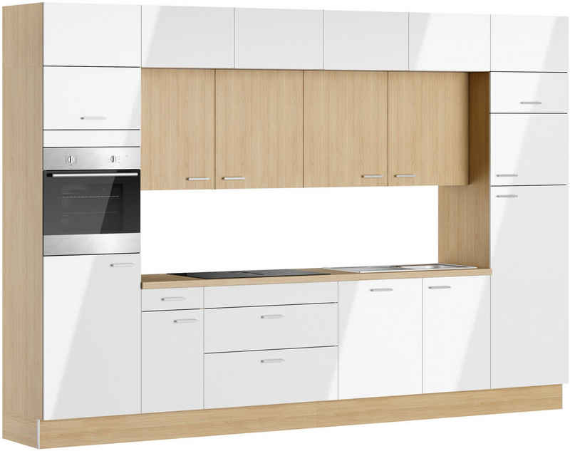 KOCHSTATION Küchenzeile KS-Lucy wahlweise mit Induktionskochfeld mit integriertem Dunstabzug, Breite 360 cm, Soft-Close, inkl. Zubehör, wahlweise mit E-Geräten – Bild 1
