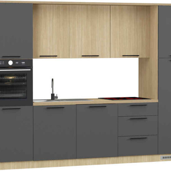 KOCHSTATION Küchenzeile KS-Luna, Einbauküche, Zeilenküche, Küchenblock, Breite 300 cm, wahlweise mit Hanseatic-E-Geräten, APL 35mm stark – Bild 1