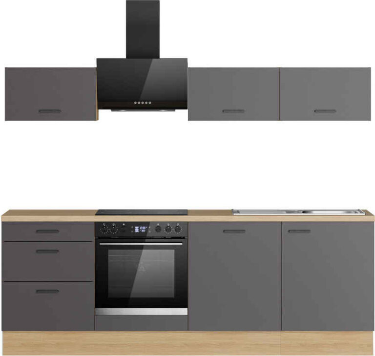 KOCHSTATION Küchenzeile KS-Sion Breite 240 cm, schnelle Montage OPTIsnap, wahlw. m.HANSEATIC-E-Geräten u.Stand Alone