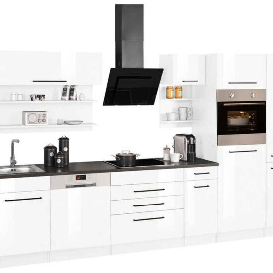 KOCHSTATION Küchenzeile KS-Tulsa, ohne E-Geräte, Breite 320 cm, schwarze Metallgriffe, MDF Fronten – Bild 1