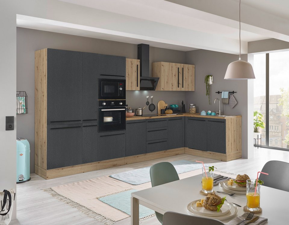 KOCHSTATION Winkelküche Florida, Stellbreite 370x175 cm, wahlweise mit E-Geräten, mit Softclose für Türen und Schubkästen – Bild 2