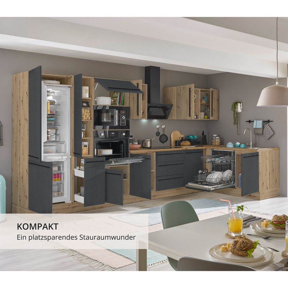 KOCHSTATION Winkelküche Florida, Stellbreite 370x175 cm, wahlweise mit E-Geräten, mit Softclose für Türen und Schubkästen – Bild 4