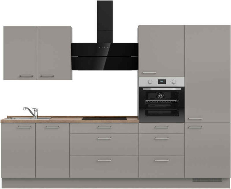 nobilia® Küchenzeile "Laser II", NEU: individuell anpassbar mit gratis Profi-Beratung, vormontiert, 300 cm breit, optional mit verschiedenen E‑Geräte-Sets