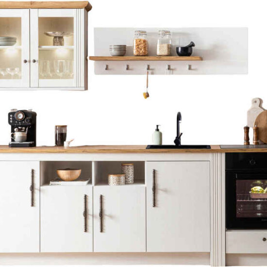 OTTO home Küchenzeile KS-Westminster, Pantryküche im Landhaus Stil, hochwertige Metallgriffe, (Set), Breite 268 cm, Sideboard, Wandpaneel, Hängeschrank und Herdumbau – Bild 1