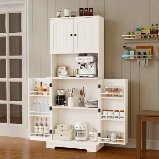 oyajia Sideboard Modernes Küchenschrank, mit 6 Türablagen (Anrichte und Aufbewahrungsschrank mit verstellbaren Regalen) – Bild 1