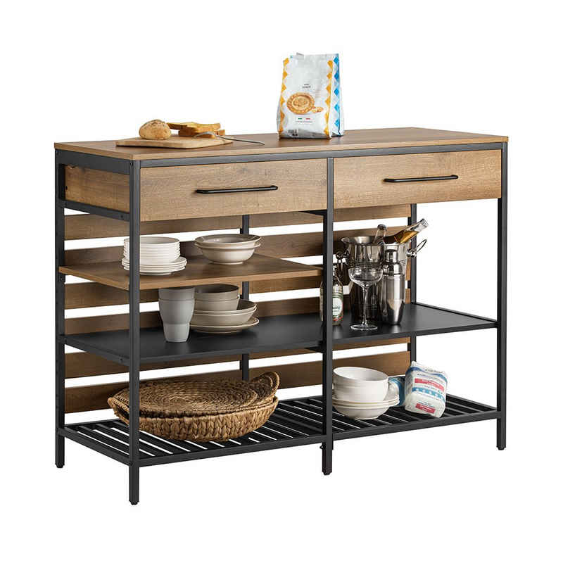 SoBuy Küchenbuffet FSB85, Küchenkommode mit offenen Ablagen, Mikrowellenfach Küchenmöbel Sideboard mit Schublade und Ablagen Kommode Küchenschrank Flurschrank – Bild 1