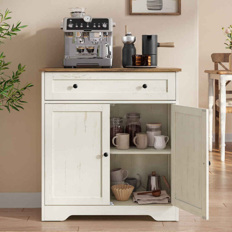 VASAGLE Buffet Aufbewahrungsschrank, Küchenschrank im Landhausstil, Sideboard Küchenschrank im Landhausstil mit Schublade