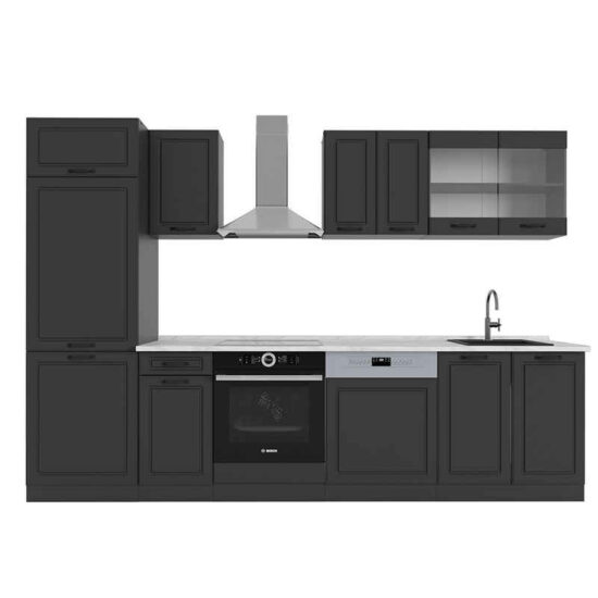 Vicco Küchenzeile R-Line, Anthrazit Landhaus/Anthrazit, 300 cm, AP Marmor – Bild 1