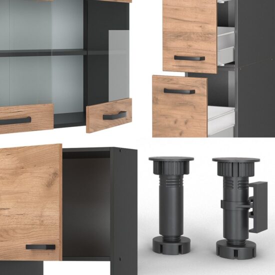 Vicco Küchenzeile R-Line, Goldkraft Eiche/Anthrazit, Ohne Arbeitsplatten – Bild 5