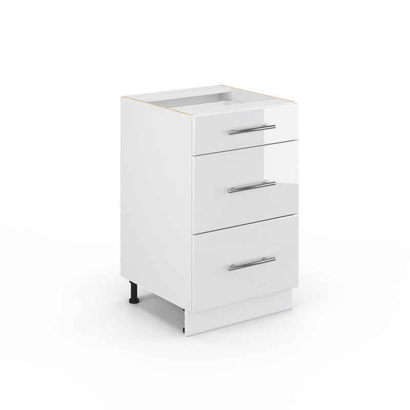 Vicco Unterschrank Fame-Line, Weiß Hochglanz/Weiß, 50 cm ohne Arbeitsplatte (1-St) – Bild 1