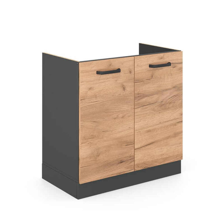 Vicco Unterschrank R-Line, Goldkraft Eiche/Anthrazit, 80 cm ohne Arbeitsplatte (1-St)