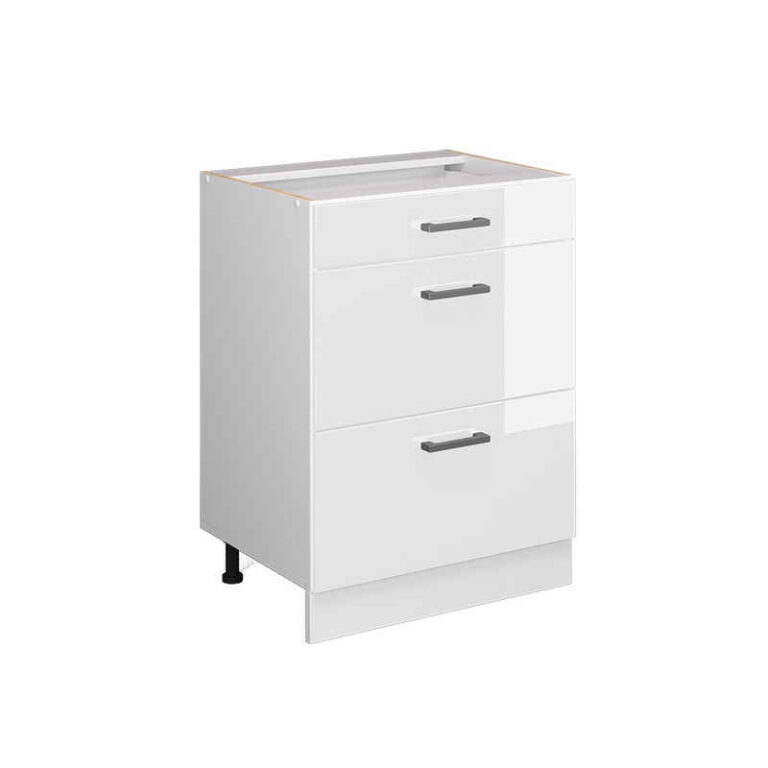 Vicco Unterschrank R-Line, Weiß Hochglanz/Weiß, 60 mit Schubladen, ohne Arbeitsplatte (1-St)
