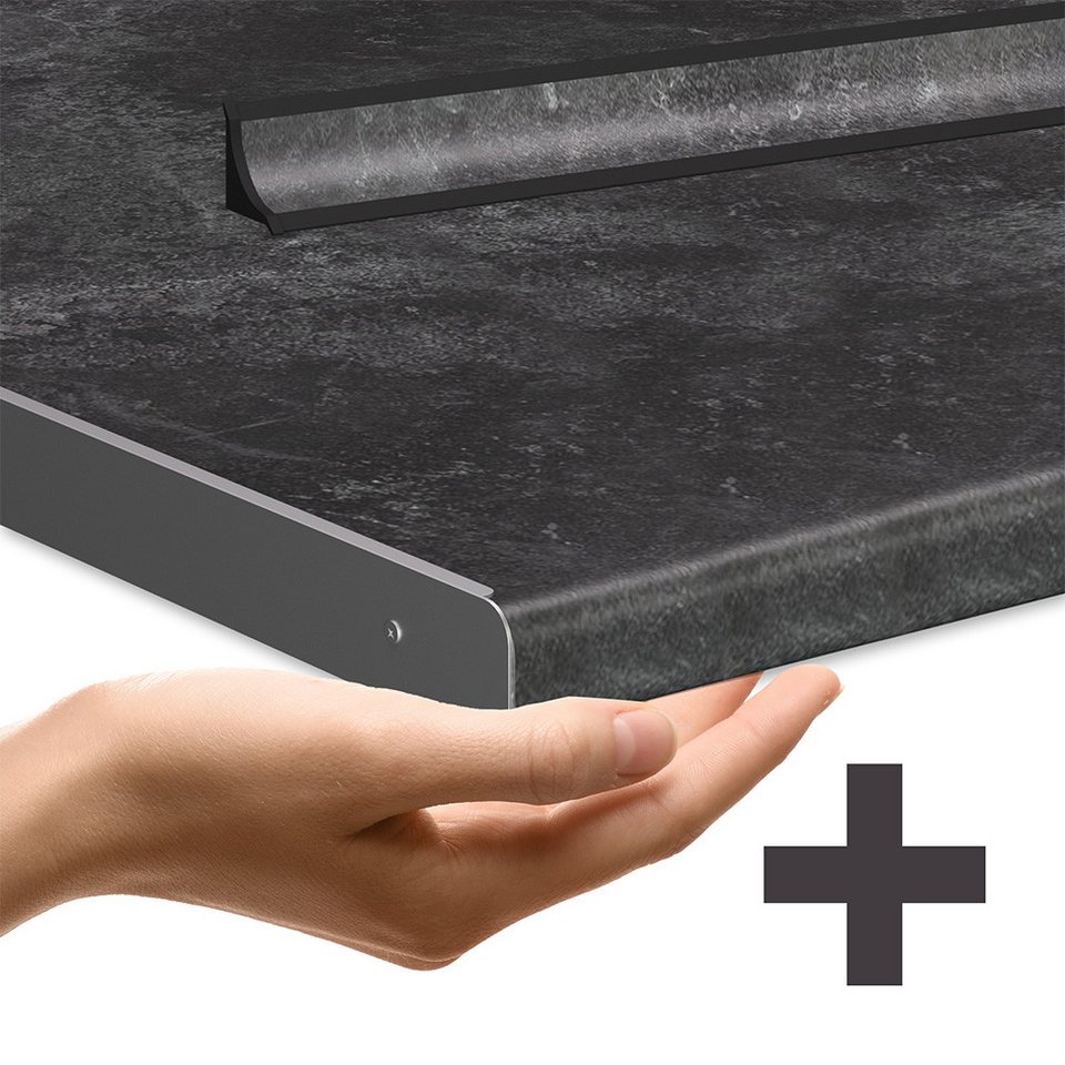 Vicco Winkelküche Fame-Line, Goldkraft Eiche/Anthrazit, 347 x 257 cm, AP Anthrazit – Bild 2