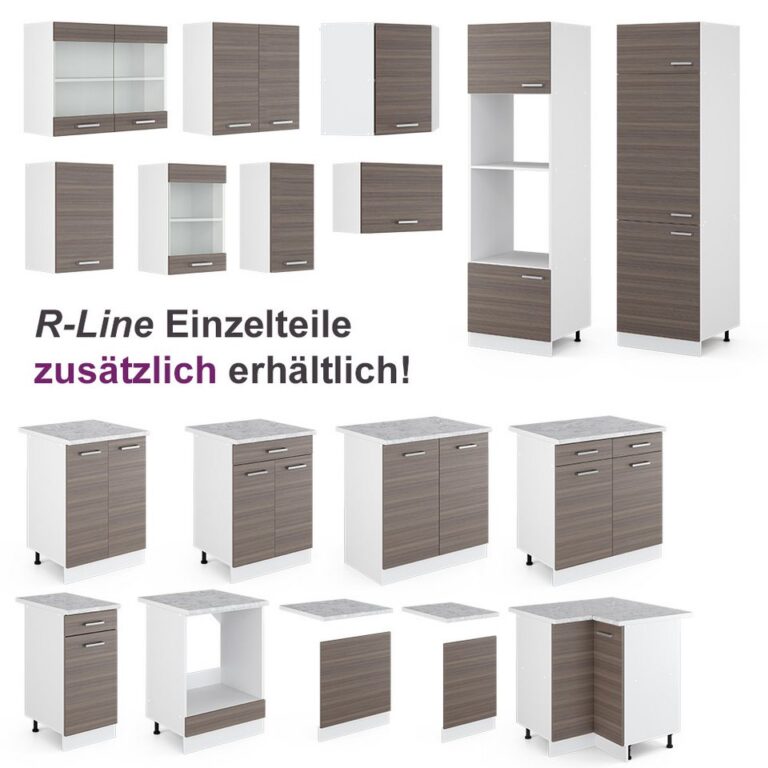 Vicco Winkelküche Rick, Edelgrau/Weiß, 187 x 167 cm, AP Marmor