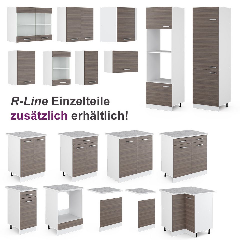 Vicco Winkelküche Rick, Edelgrau/Weiß, 187 x 167 cm, AP Marmor – Bild 5