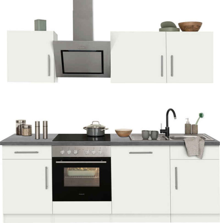 wiho Küchen Küchenzeile Cali - Küche mit E-Geräten - Komplett Set, Breite 220cm, Küche mit Hanseatic E-Geräten