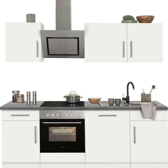wiho Küchen Küchenzeile Cali - Küche mit E-Geräten - Komplett Set, Breite 220cm, Küche mit Hanseatic E-Geräten – Bild 1