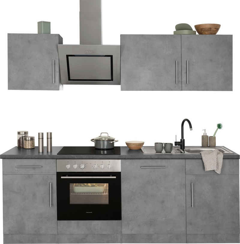 wiho Küchen Küchenzeile Cali - Küche mit E-Geräten - Komplett Set, Breite 220cm, Küche mit Hanseatic E-Geräten – Bild 1