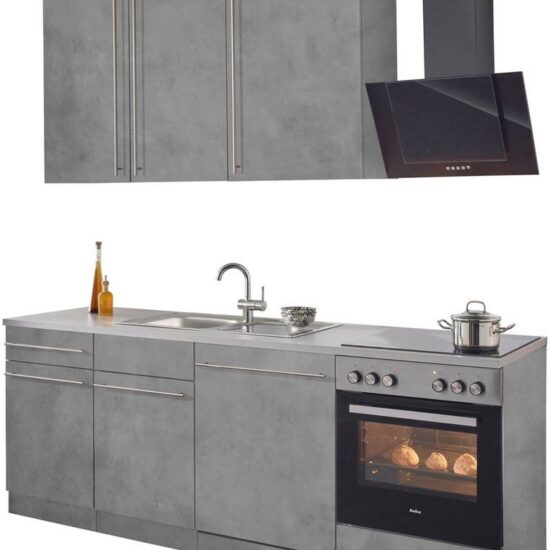 wiho Küchen Küchenzeile Chicago, mit E-Geräten, Breite 220 cm – Bild 1